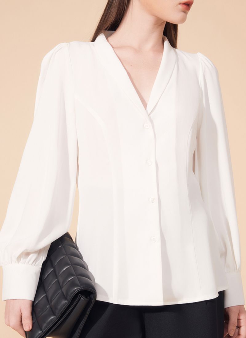 ÁO SƠMI CỔ VEST MINNY TRẮNG