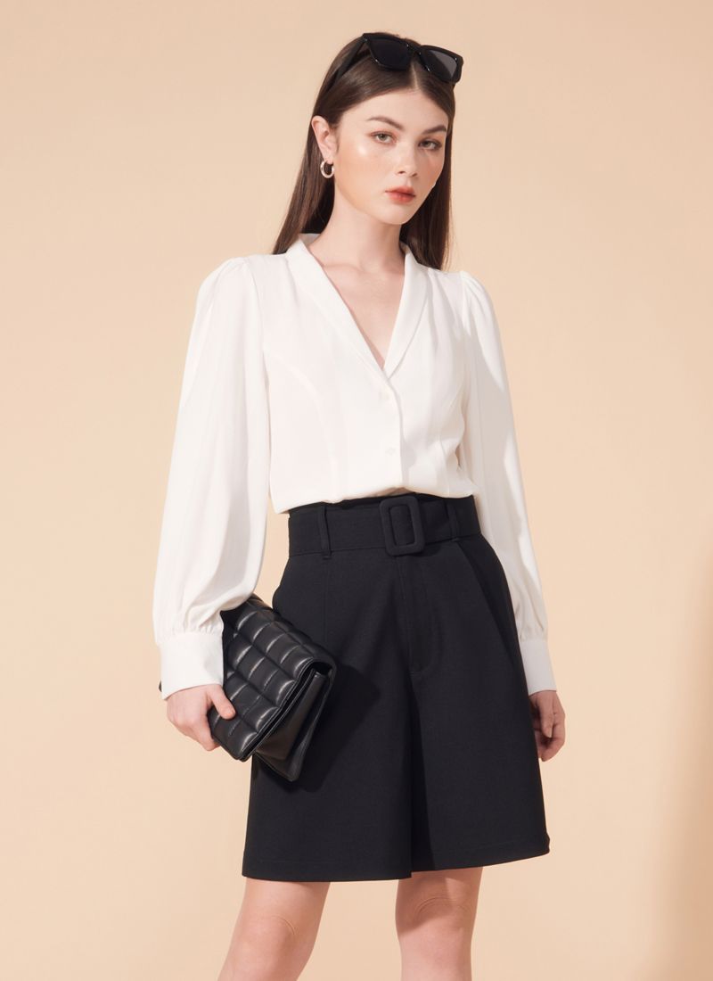 ÁO SƠMI CỔ VEST MINNY TRẮNG