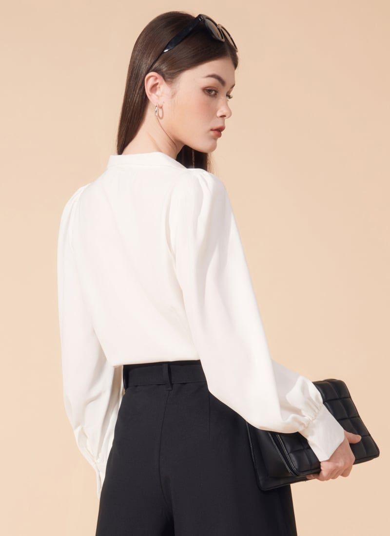 ÁO SƠMI CỔ VEST MINNY TRẮNG
