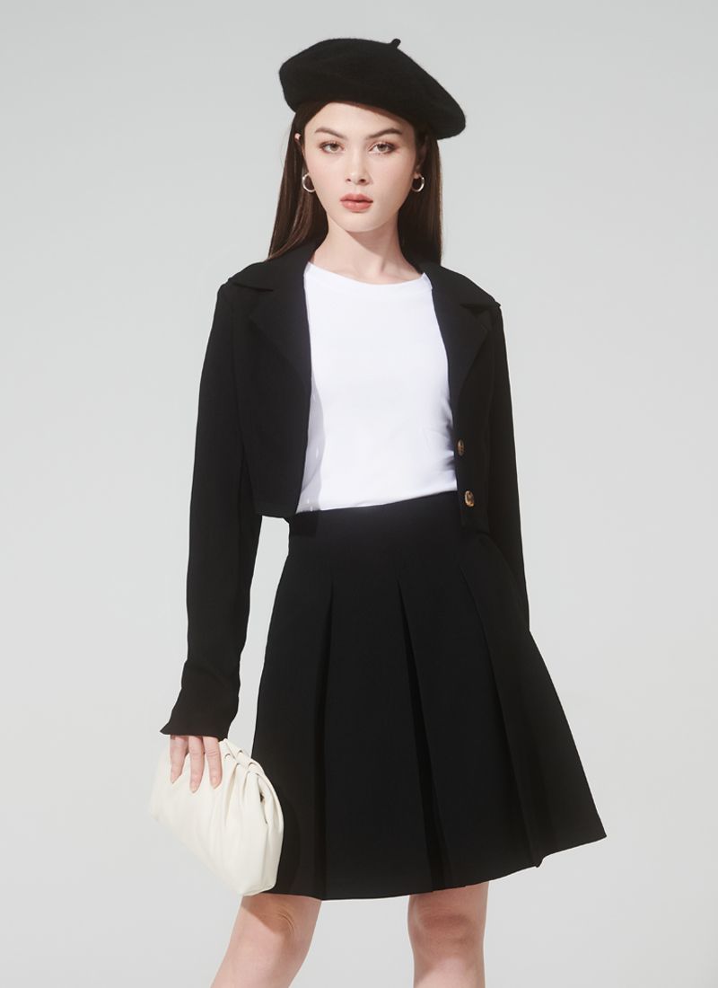 VÁY GẤP LY DÀI NARIS ĐEN