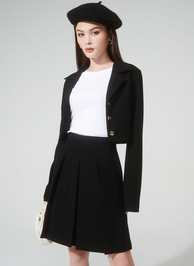 VÁY GẤP LY DÀI NARIS ĐEN