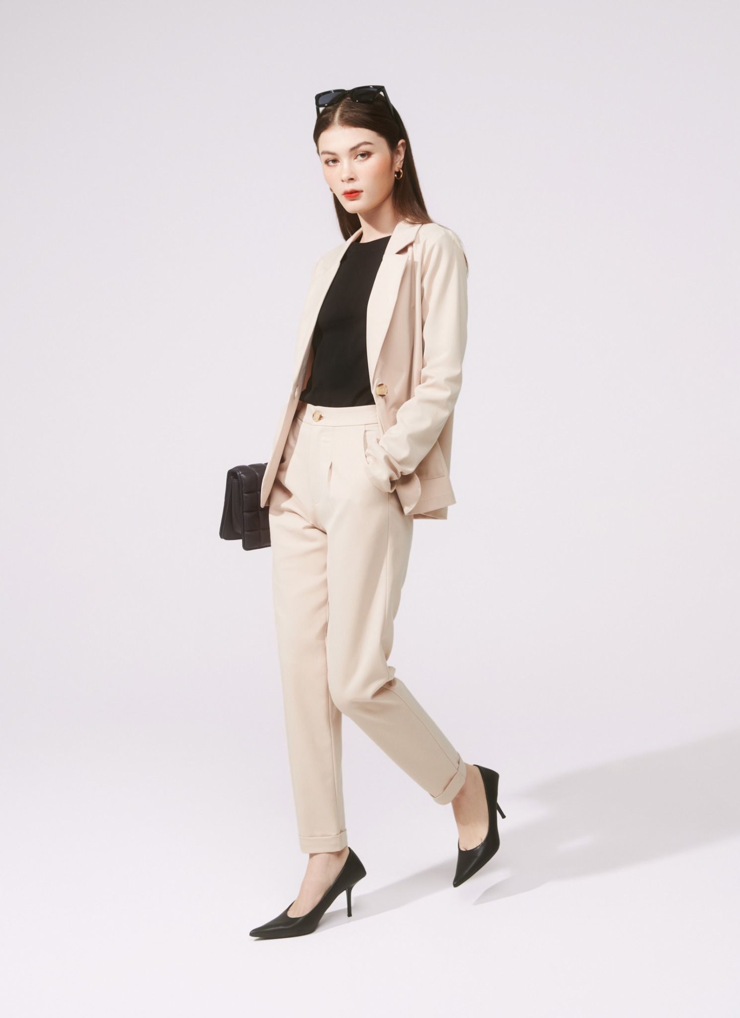 QUẦN BEGGY GẤU GẤP LANDY KEM