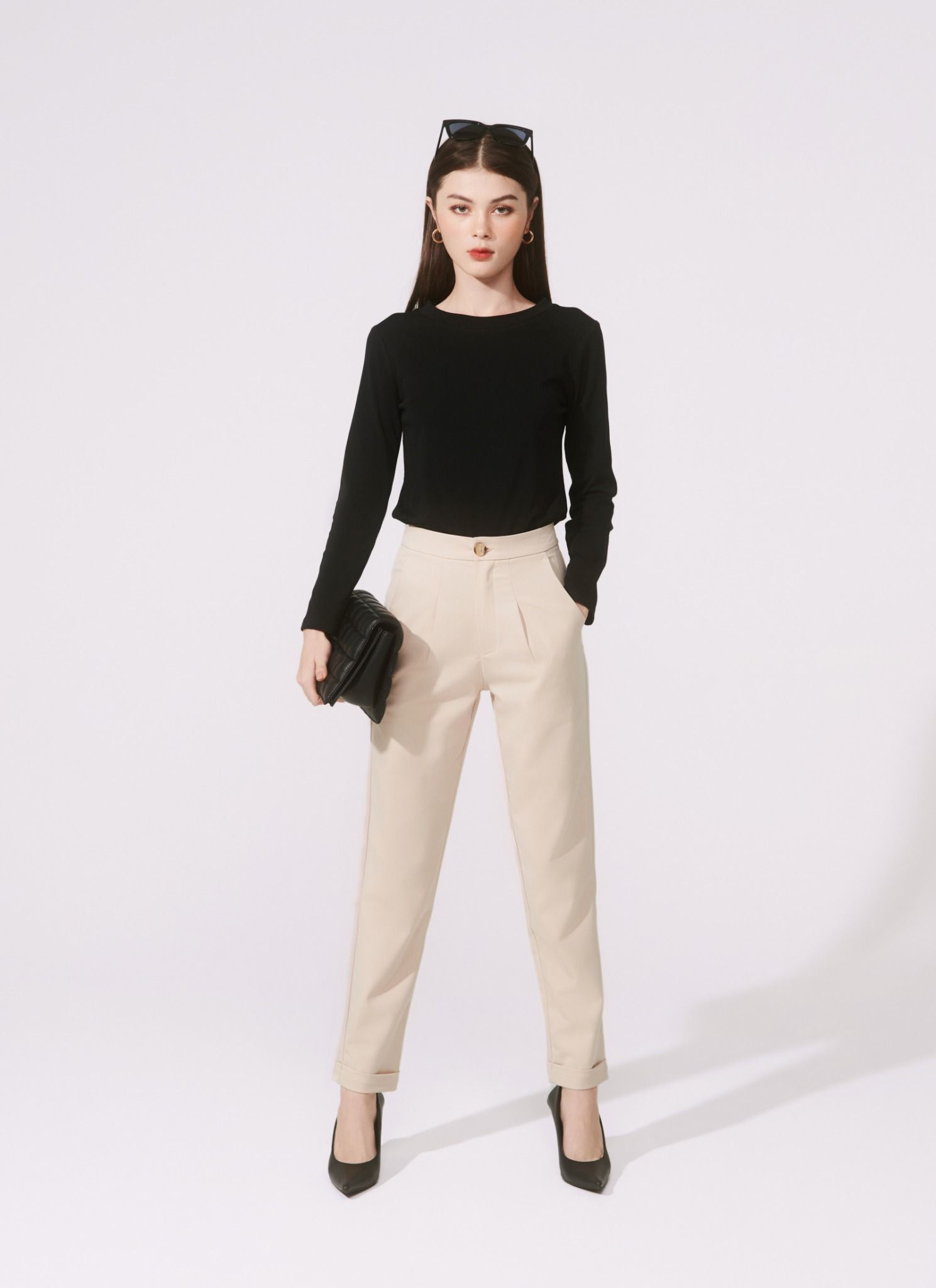 QUẦN BEGGY GẤU GẤP LANDY KEM