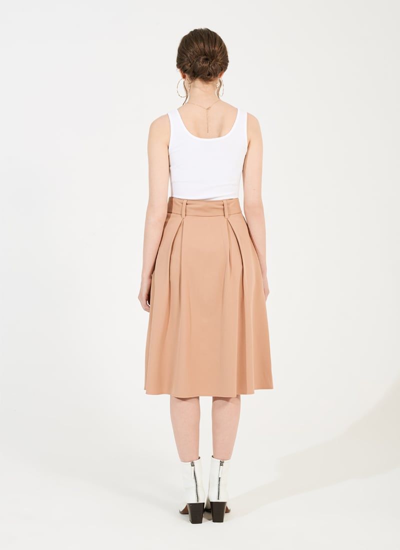 VÁY MIDI MÀU NUDE
