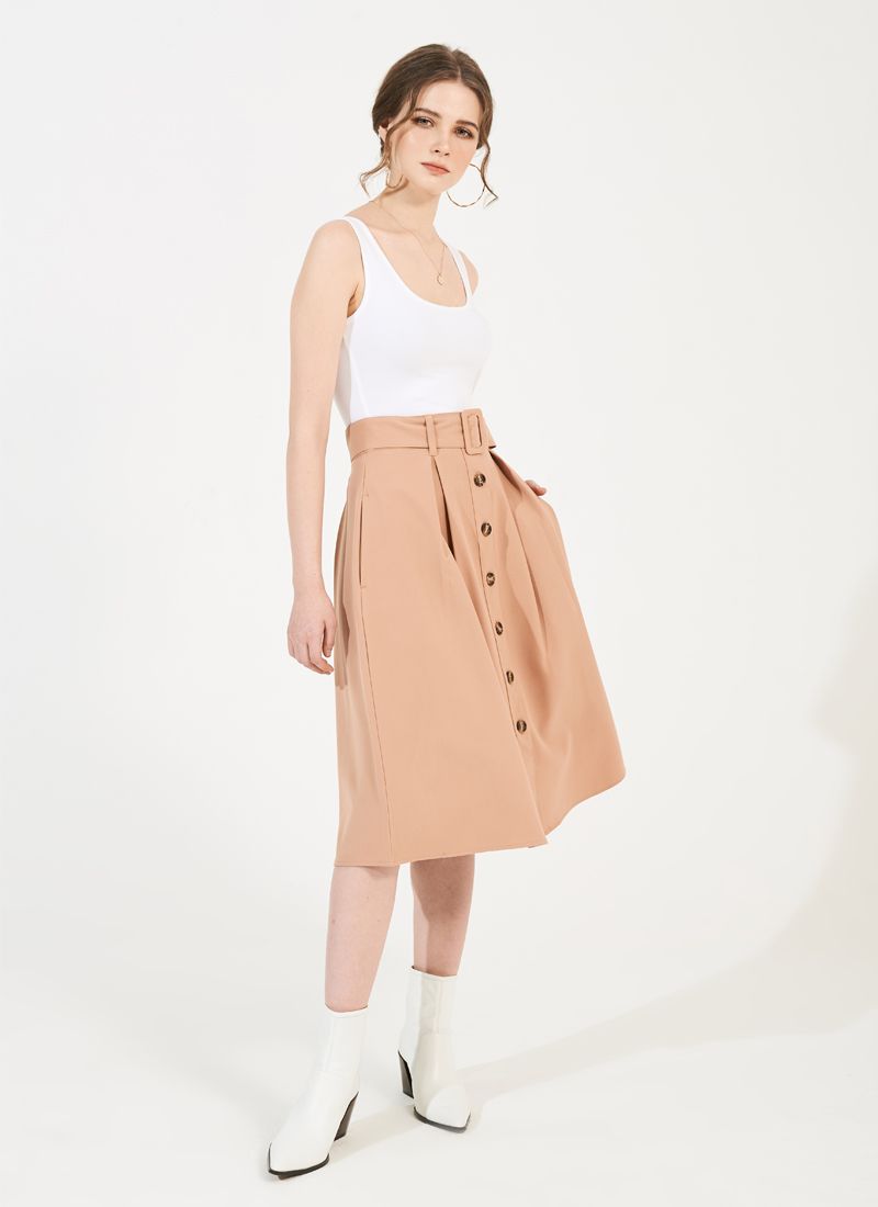 VÁY MIDI MÀU NUDE