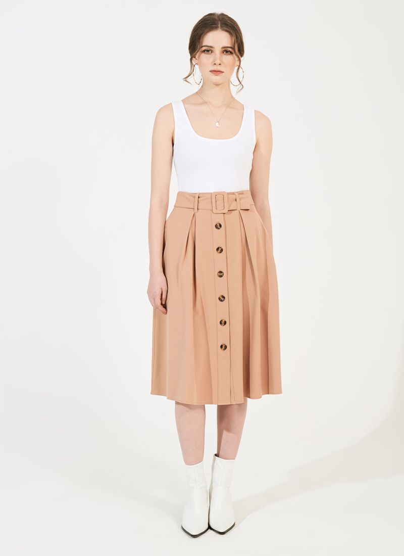 VÁY MIDI MÀU NUDE