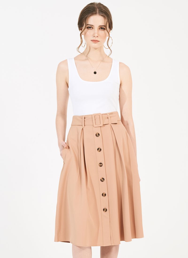 VÁY MIDI MÀU NUDE