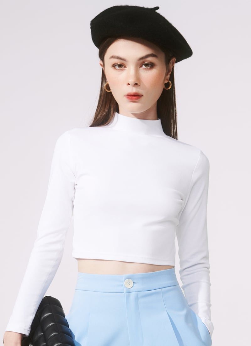 ÁO THUN CỔ LỌ PANLY TRẮNG