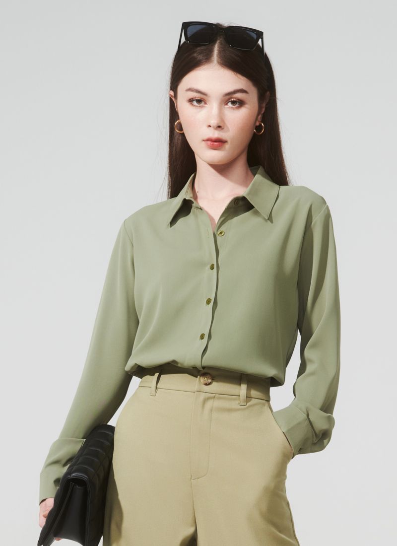 ÁO SƠMI SASA XANH RÊU