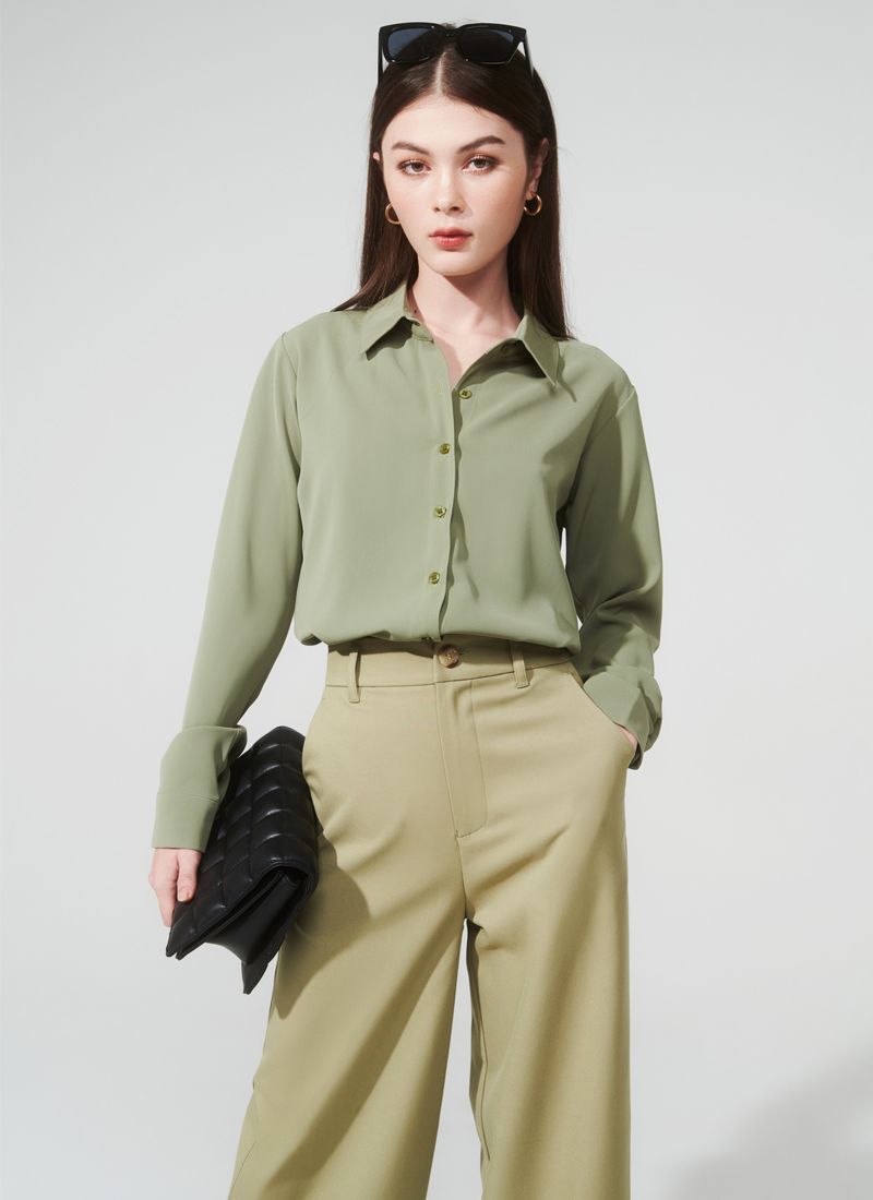 ÁO SƠMI SASA XANH RÊU