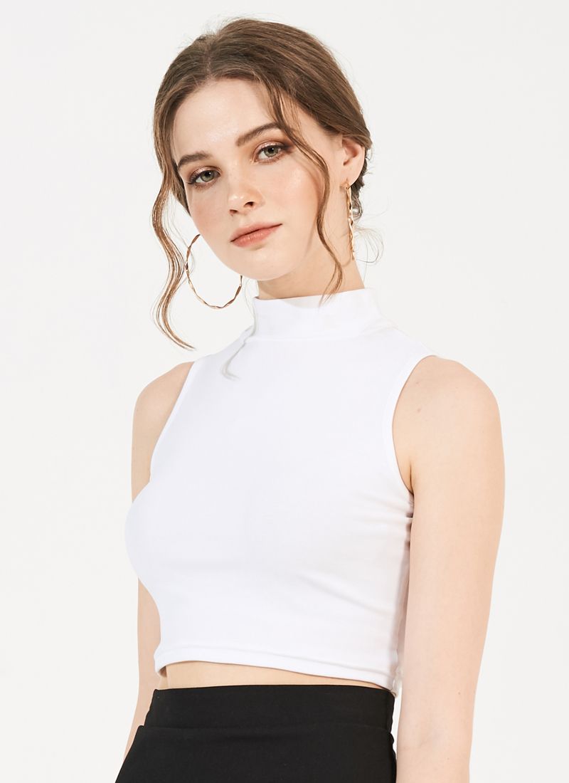ÁO THUN CỔ LỌ JOYLY TRẮNG