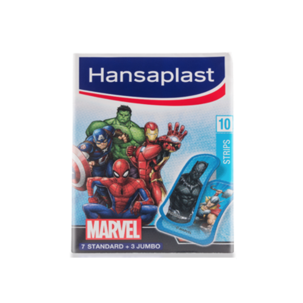 Băng cá nhân Hansaplast Marvel gói 10 miếng,bằng vải co giãn và cực kỳ thoáng khí, thương hiệu số 1 của Đức