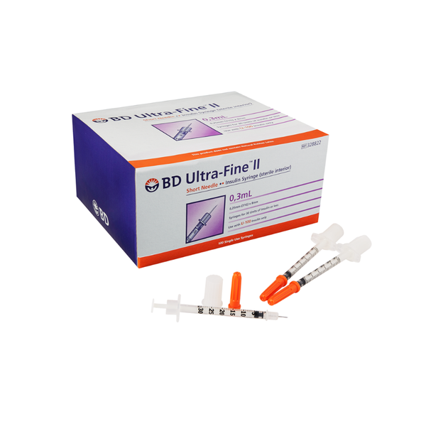 Bơm tiêm insulin BD Ultra-Fine™ 8mm, 0.3cc 31G dành cho người điều trị tiểu đường, hộp 10 túi (10 cây/túi)