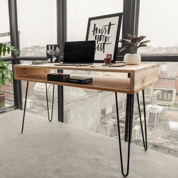 Bàn Harmon / Bàn làm việc có ngăn bàn chân sắt hairpin