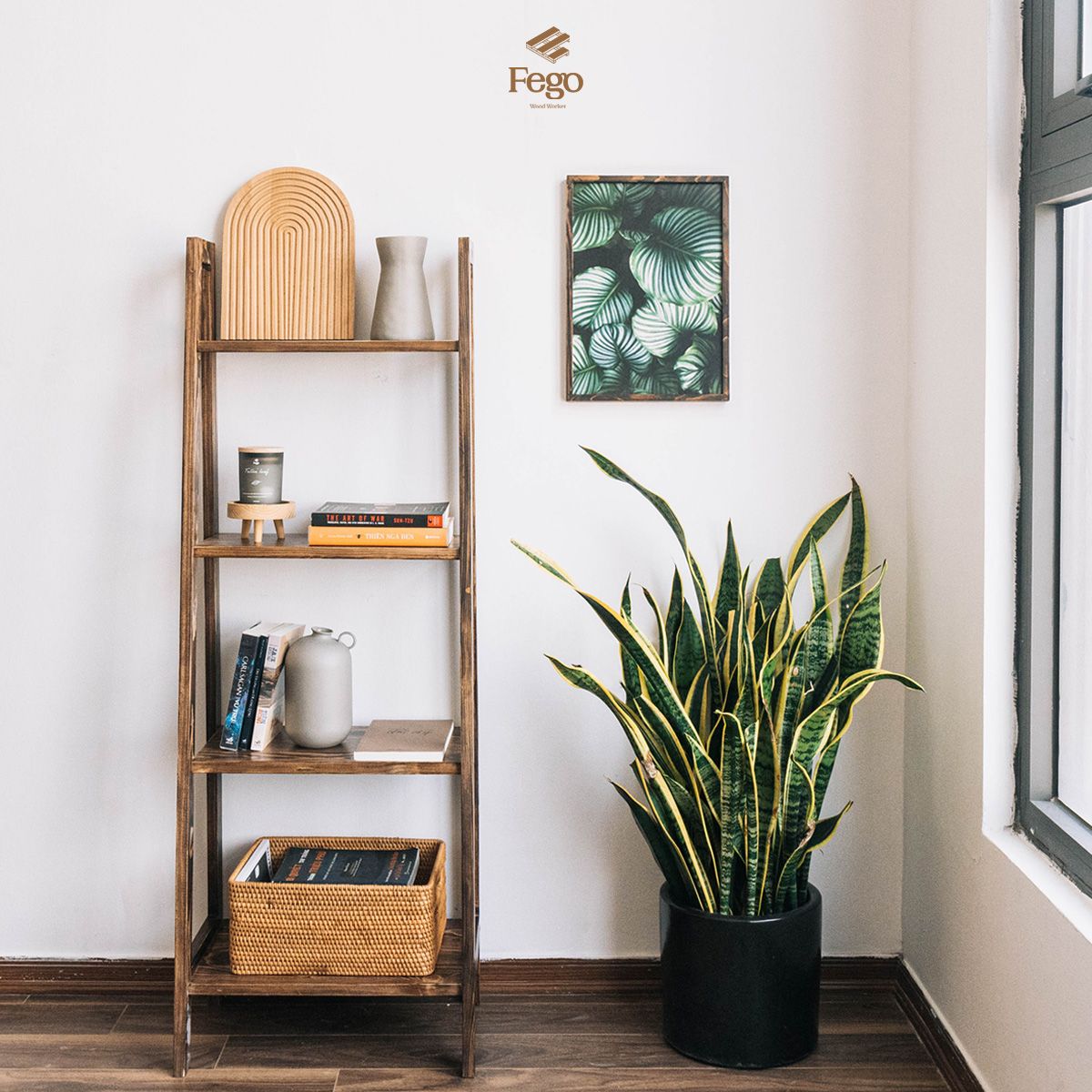 Kệ harmon 4 tầng FEGO gỗ thông tự nhiên