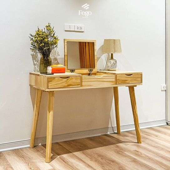 Bàn trang điểm gỗ thông tự nhiên FEGO