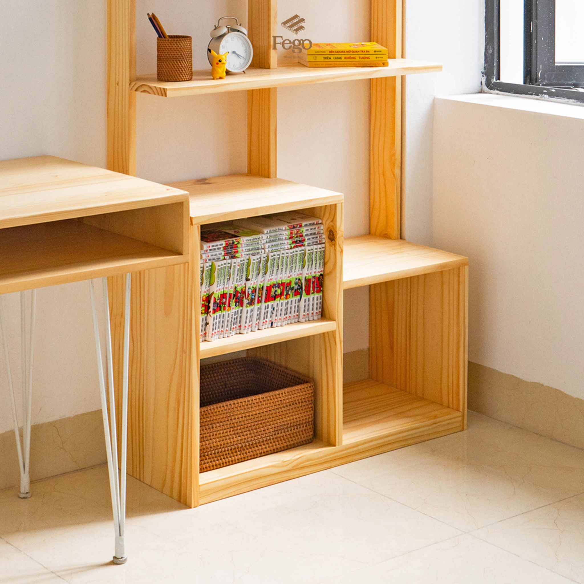 Kệ sách học sinh gỗ tự nhiên FEGO