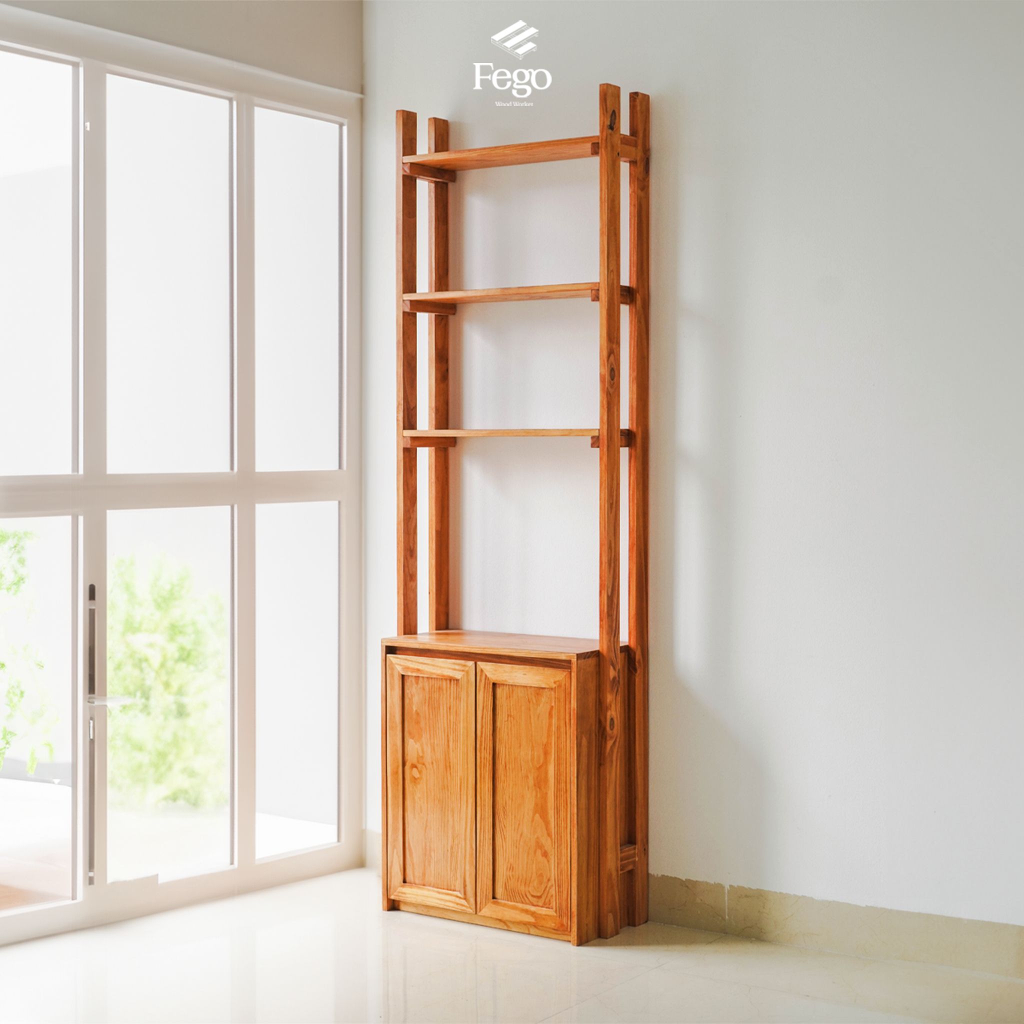 Tủ kệ kết hợp gỗ tự nhiên FEGO