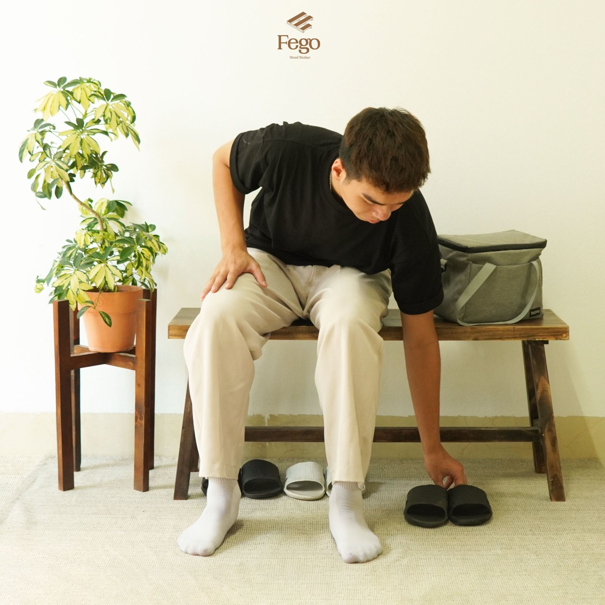 Ghế băng dài FEGO/ Ghế gỗ ban công, hành lang đi giày