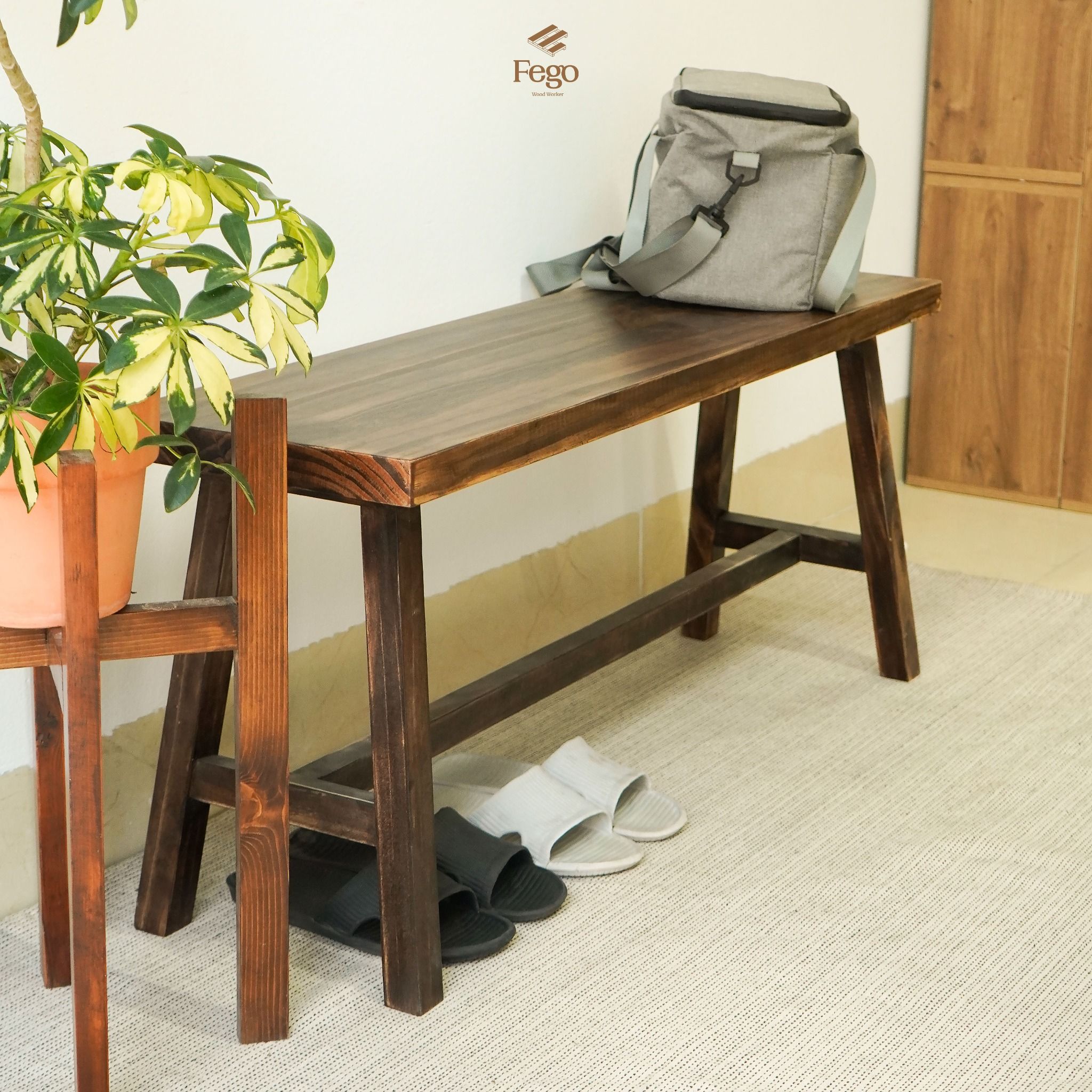 Ghế băng dài FEGO/ Ghế gỗ ban công, hành lang đi giày