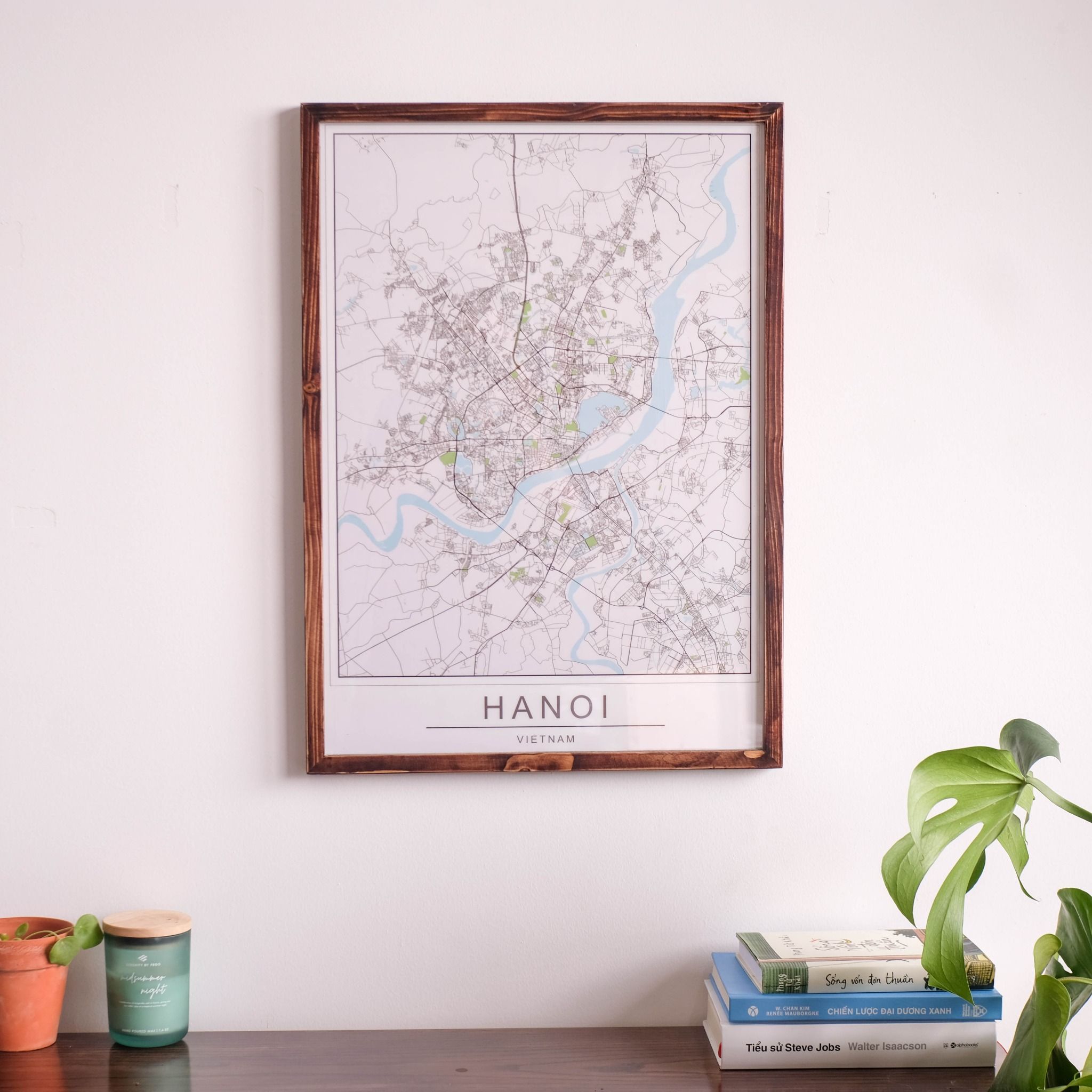 Tranh in Hanoi / Saigon kèm khung gỗ A2 - A3