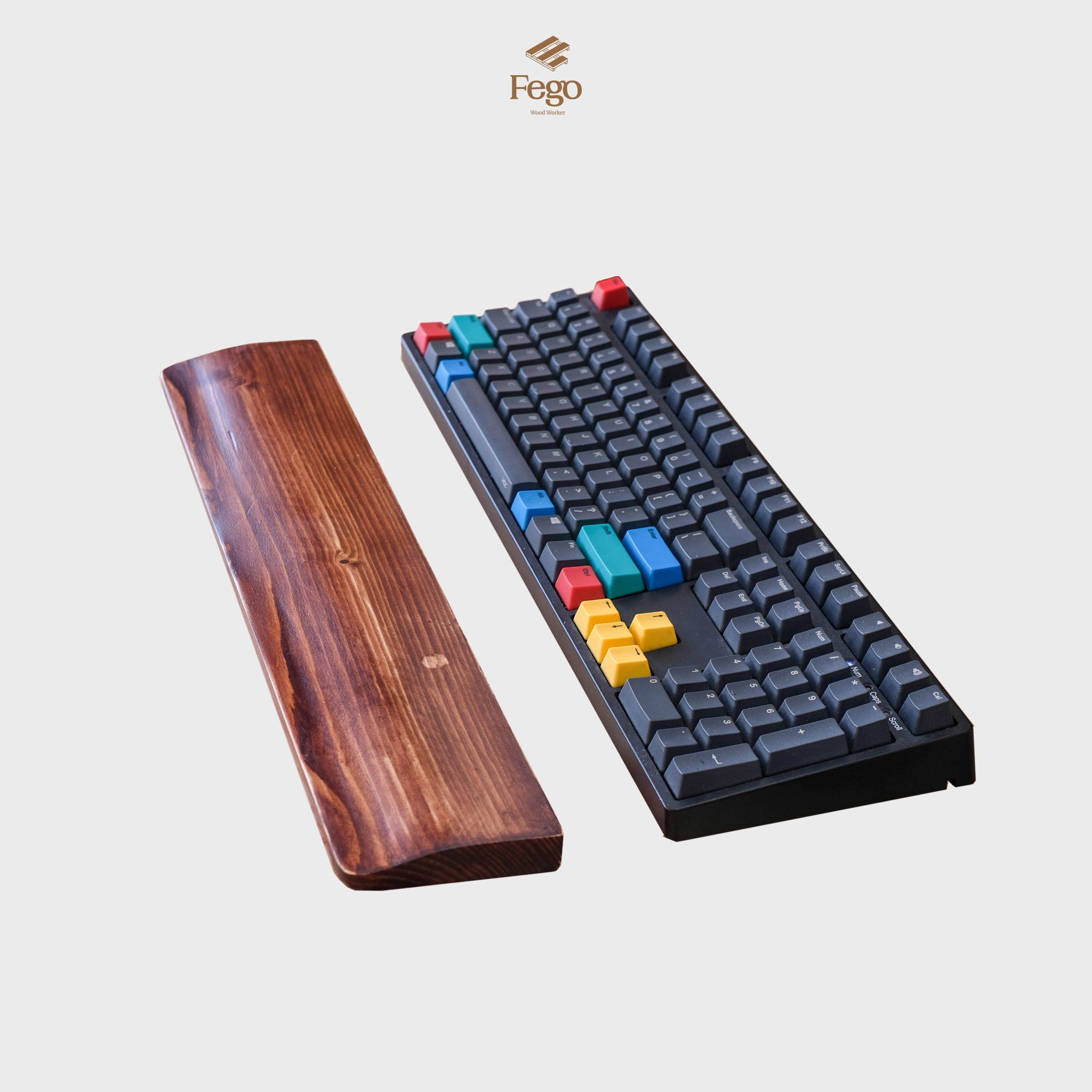 Kê lót tay bàn phím bằng gỗ Fullsize/ TKL / Compact / Keychon màu nâu rustic