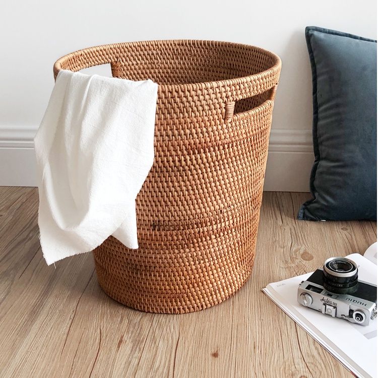 Sọt mây đan FEGO có tay cầm đựng quần áo, đồ chơi, decor sử dụng ở phòng khách, phòng ngủ