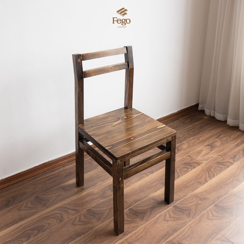 Ghế gỗ làm việc không tay tựa gỗ thông tự nhiên