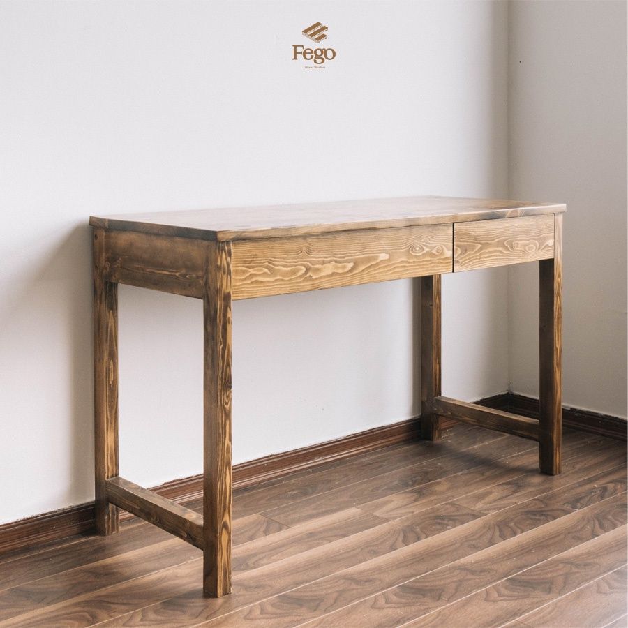 Bàn Dora / Bàn làm việc 2 ngăn kéo tiện lợi gỗ thông tự nhiên