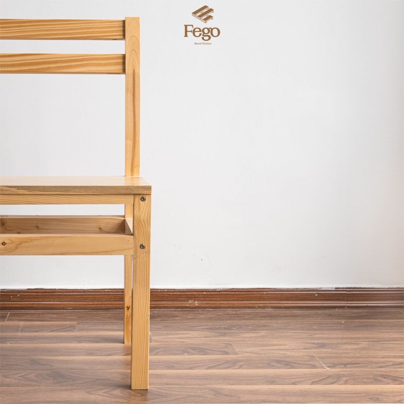 Ghế gỗ làm việc không tay tựa gỗ thông tự nhiên
