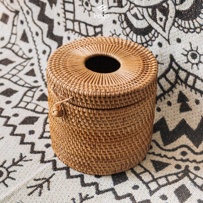 Hộp đựng khăn giấy FEGO đan mây thủ công