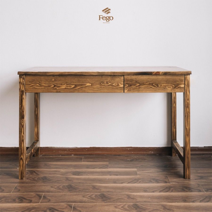 Bàn Dora / Bàn làm việc 2 ngăn kéo tiện lợi gỗ thông tự nhiên