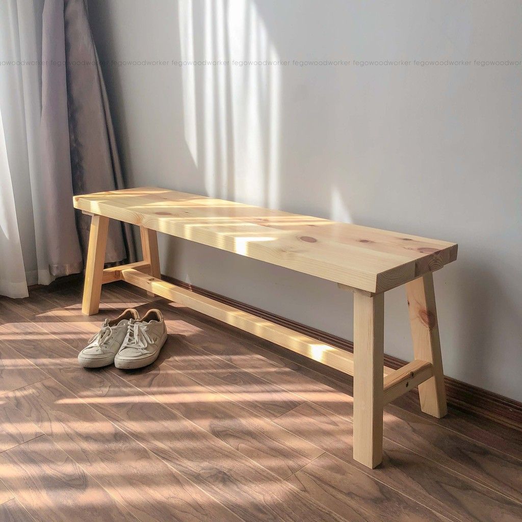 Ghế băng dài FEGO/ Ghế gỗ ban công, hành lang đi giày