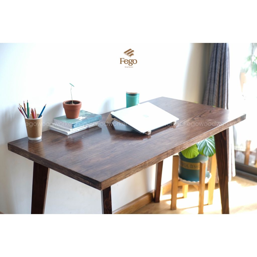 Bàn học, làm việc chân gỗ FEGO 100x50cm, Nội thất phòng khách, phòng làm việc đa năng