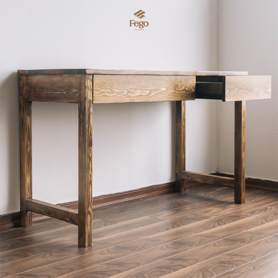 Bàn Dora / Bàn làm việc 2 ngăn kéo tiện lợi gỗ thông tự nhiên