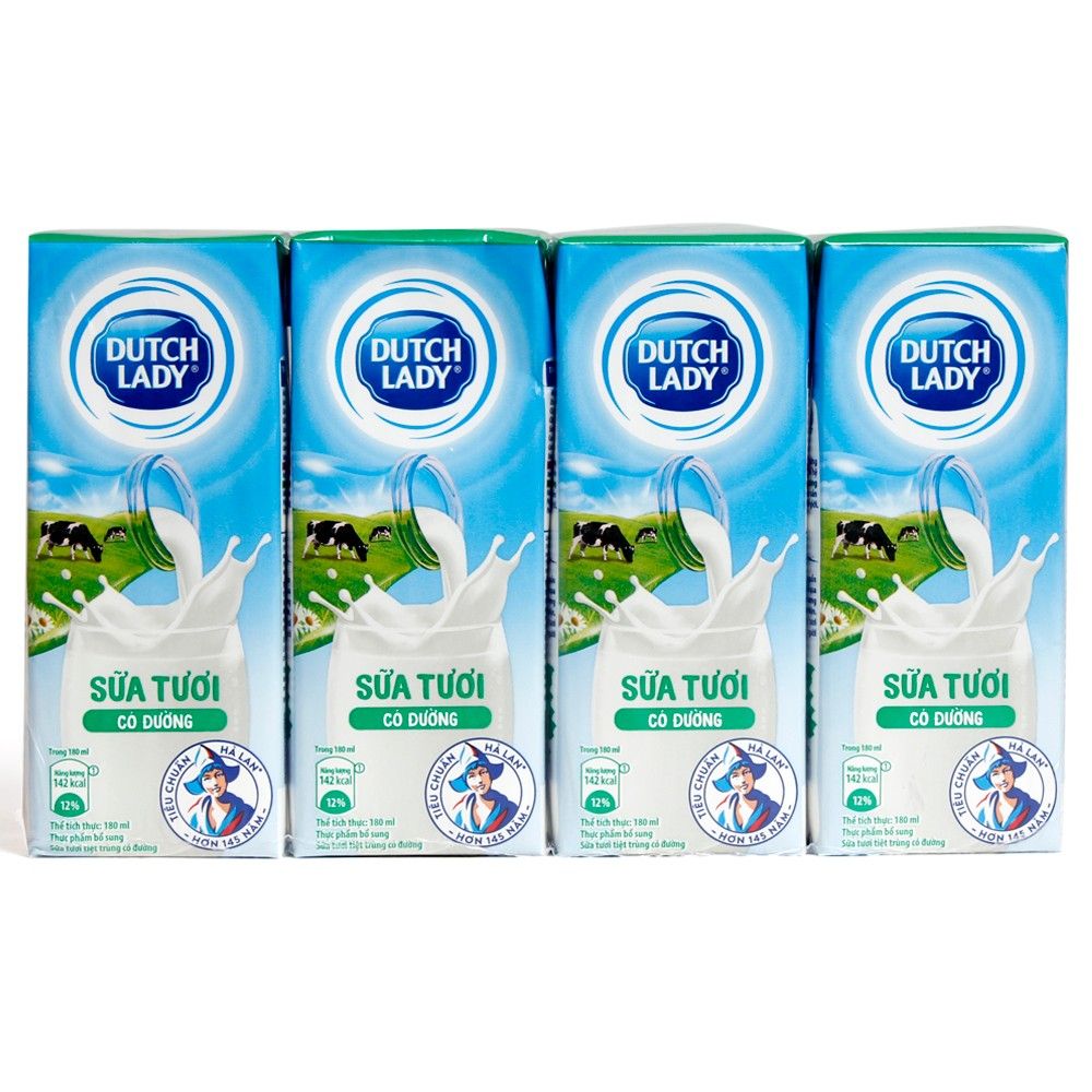 Sữa tươi có đường Dutch Lady 180ml x 4 hộp