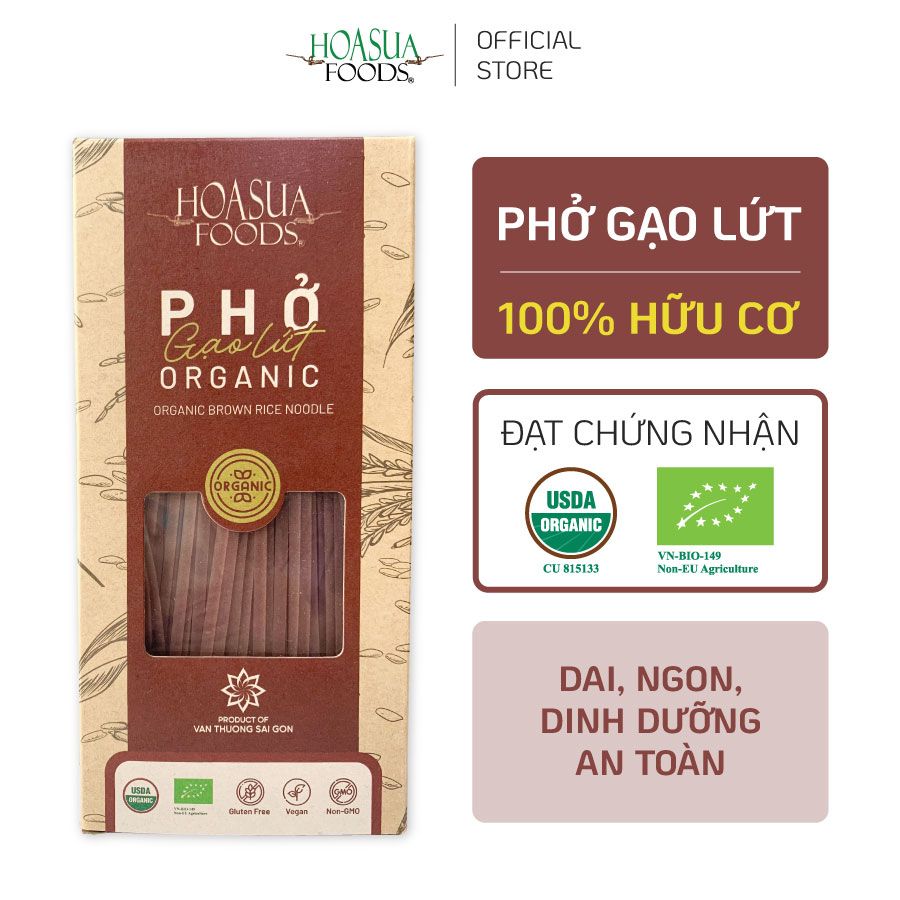 Phở gạo lứt hữu cơ Hoa Sữa Foods Organic Brown Rice Noodles 250g