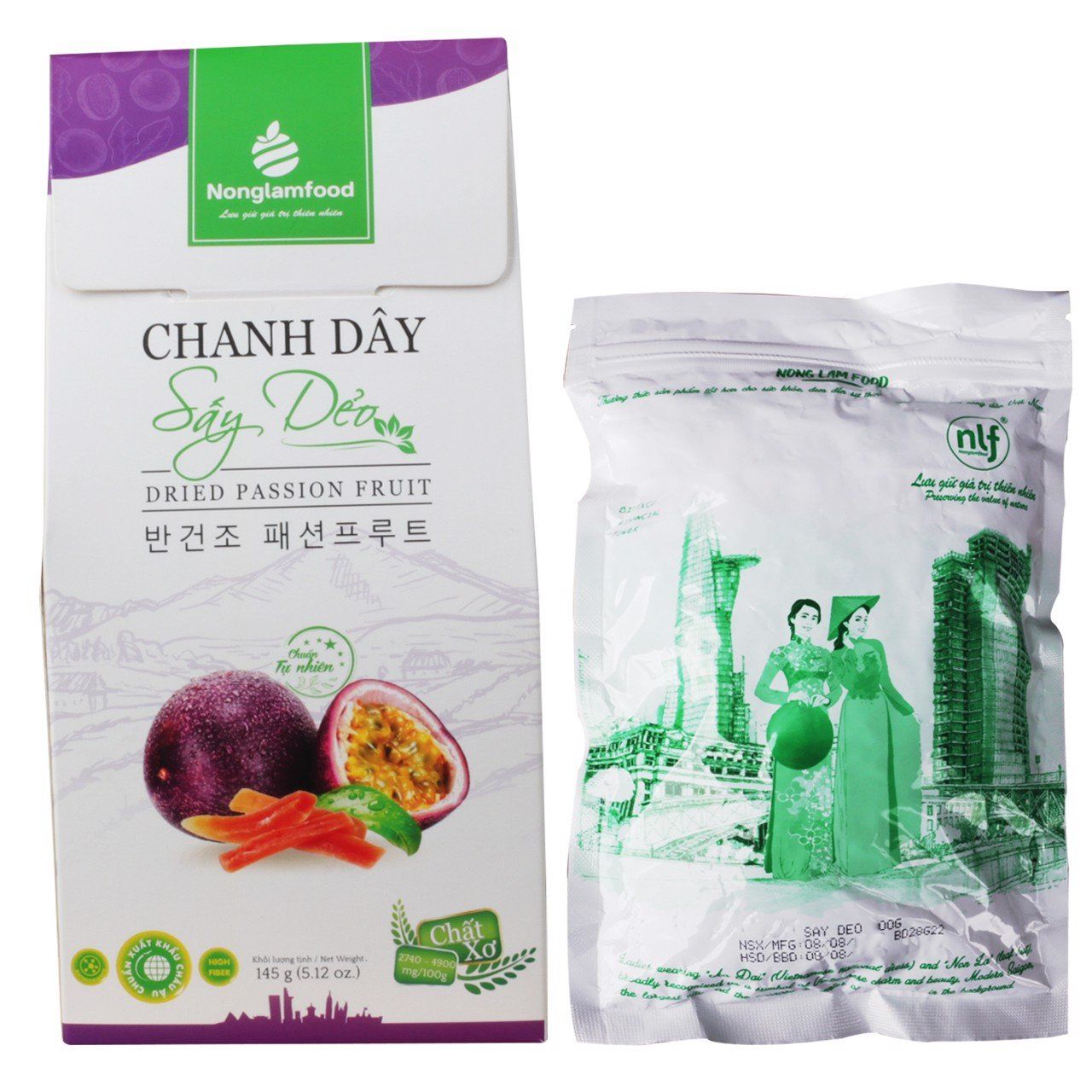 Chanh dây sấy dẻo Nonglamfood hộp 145g