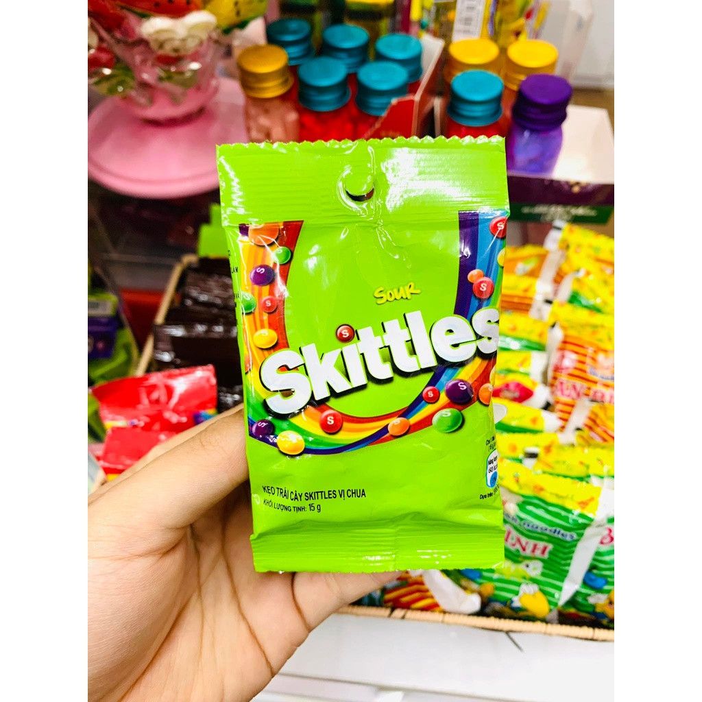 Kẹo Skittles vị chua gói 15g màu xanh lá