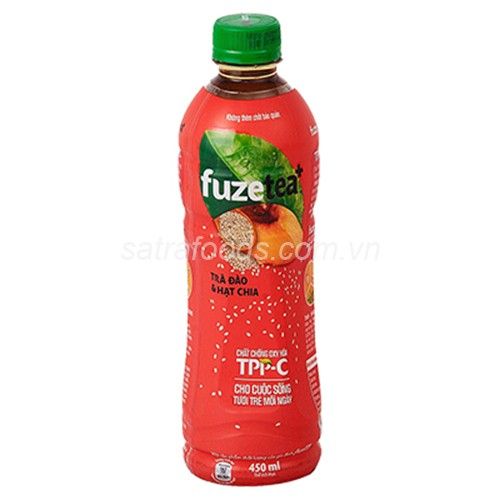 Trà đào hạt chia Fuzetea chai 450ml