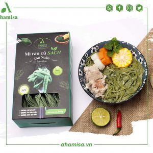 Mì rau củ tươi sấy lạnh tảo xoắn Ahamisa hộp 240g