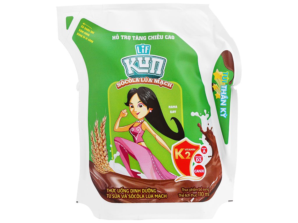 Sữa Kun socola lúa mạch túi 110ml