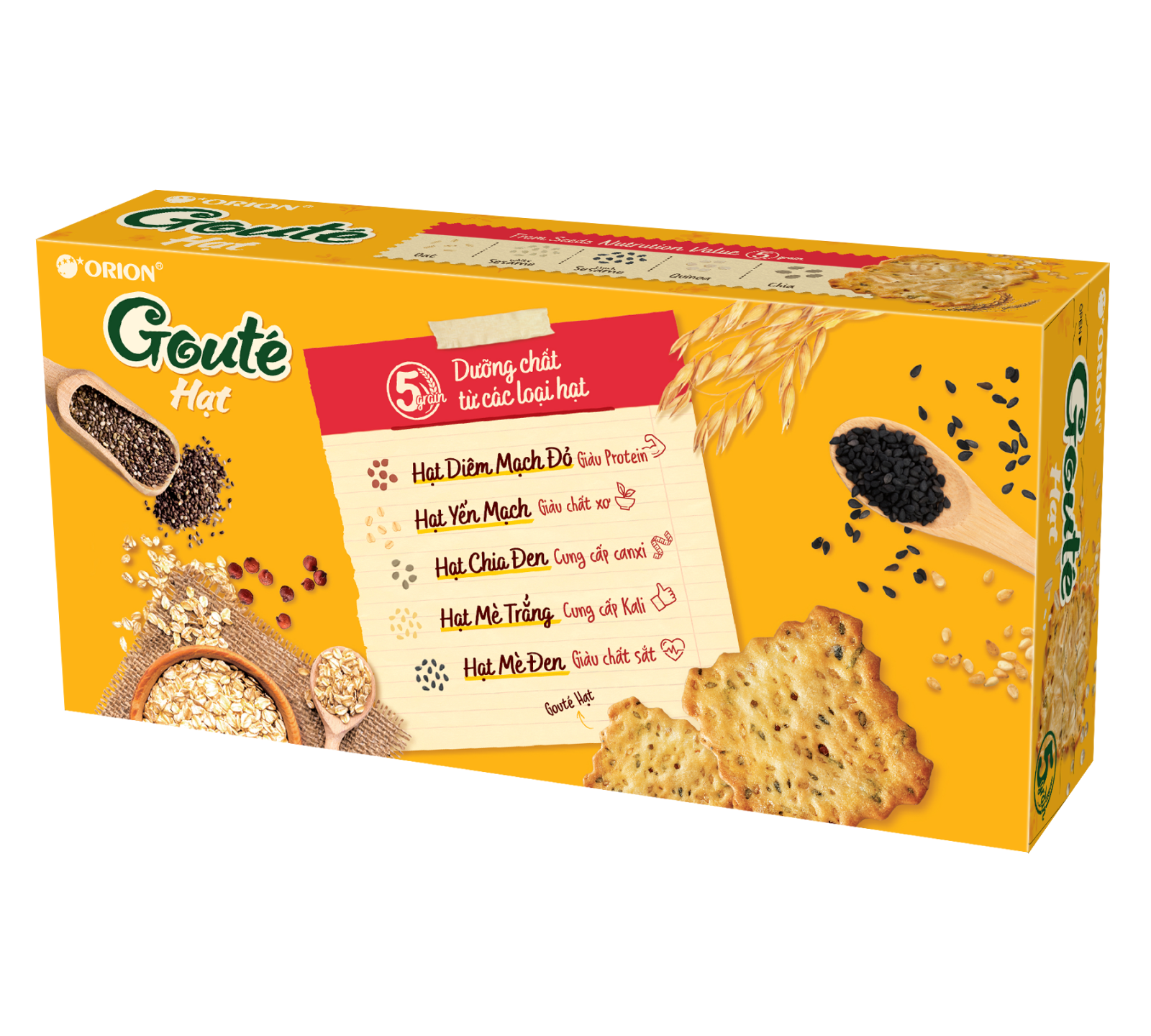 Bánh Goute hạt dinh dưỡng hộp 158,4g ( 4 gói x 39,6g)