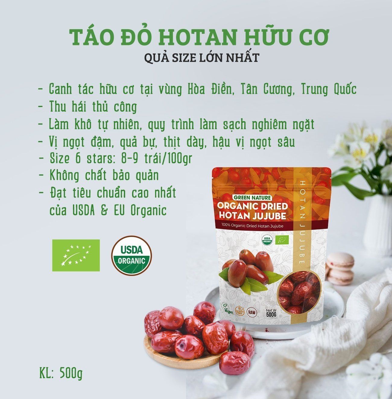 Táo Đỏ Hotan Hữu Cơ 500gr hiệu Green Nature
