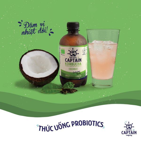 Trà dưỡng sinh Kombucha hữu cơ vị dừa 400ml The GUTsy