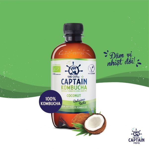 Trà dưỡng sinh Kombucha hữu cơ vị dừa 400ml The GUTsy