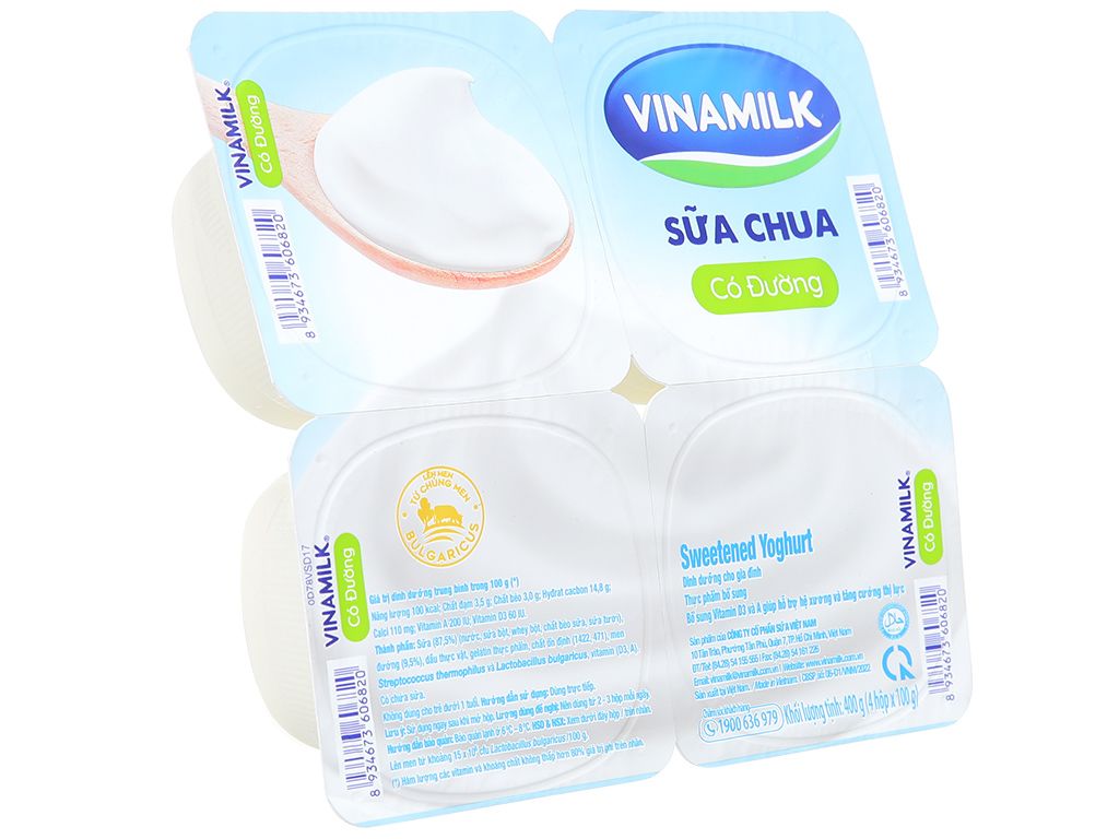 Sữa chua Vinamilk có đường lốc 4 hộp x 100g