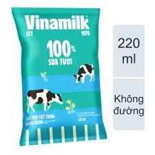 Sữa tươi không đường Vinamilk bịch 220ml