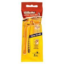 Dao Cạo Gillette Super Thin Cán Vàng (Gói 2 Cây)