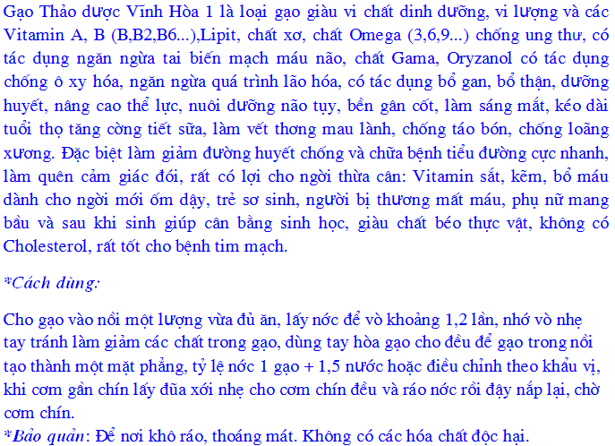 Gạo tím thảo dược Vĩnh Hòa